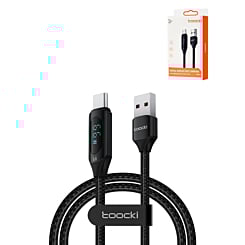 Toocki USB A-C Fast Charging Data Cable w/ Display (BLACK) (66W) (6ft) (Only Ground Shipping)