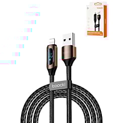 Toocki USB A-L Non-MFI Fast Charging Data Cable w/ Display (BROWN) (12W) (6ft) (Only Ground Shipping)