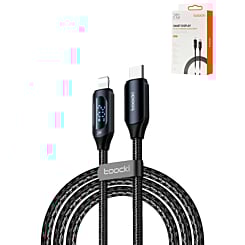Toocki USB C-L Non-MFI Fast Charging Data Cable w/ Display (BLACK) (20W) (6ft) (Only Ground Shipping)