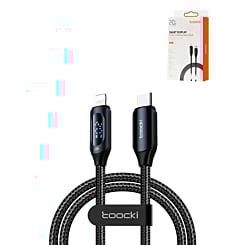 Toocki USB C-L Non-MFI Fast Charging Data Cable w/ Display (BLACK) (20W) (6ft) (Only Ground Shipping)