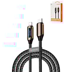 Toocki USB C-L Non-MFI Fast Charging Data Cable w/ Display (BROWN) (20W) (6ft) (Only Ground Shipping)