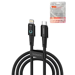 Toocki C-L Non-MFI Data Transfer Cable with LED Light (20W) (BLACK) (1ft) (Only Ground Shipping)