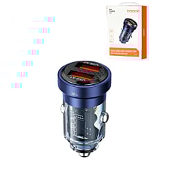 Toocki PD USB A+A Transparent Car Charger (BLUE) (30W) (Only Ground Shipping)