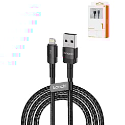 Toocki USB A-L Non-MFI Braided Fast Charging Data Cable (BLACK) (12W) (3ft) (Only Ground Shipping)