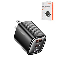 Toocki 33W USB C + A GaN Charger w/ Display (BLACK) (Only Ground Shipping)