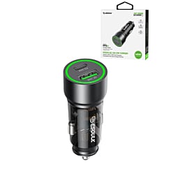 Esoulk PD QC USB A+C Car Charger (BLACK) (30W) (Only Ground Shipping)