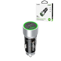 Esoulk PD QC USB A+C Car Charger (SILVER) (30W) (Only Ground Shipping)