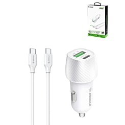 Esoulk PD&QC USB C+A Car Charger with USB C-C Cable (48W) (3ft) (WHITE) (Only Ground Shipping)