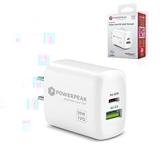 PowerPeak PD Wall Dual A+C Port Charger - WHITE (35W) (Only Ground Shipping)