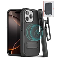 xBase by PowerPeak -  Pro Duraclip Series Combo Case MagSafe Belt Clip Holster - BLACK for iPhone 16 Pro (Only Ground Shipping)