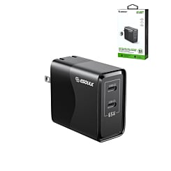 Esoulk EK2005 Dual USB C Wall Charging Plug (BLACK) (65W) (Only Ground Shipping)
