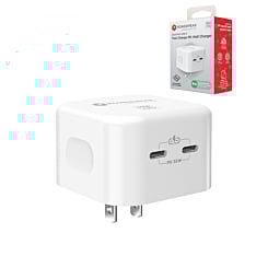 PowerPeak Dual USB-C PD Wall Power Adapter - WHITE (35W) (Only Ground Shipping)