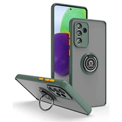 Galaxy A13 5G Hard PC Rear / Soft TPU Colorful Border Case with I - ring Holder - DARK GREEN (Only Ground Shipping)