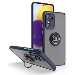 Galaxy A13 5G Hard PC Rear / Soft TPU Colorful Border Case with I - ring Holder - NAVY BLUE (Only Ground Shipping)