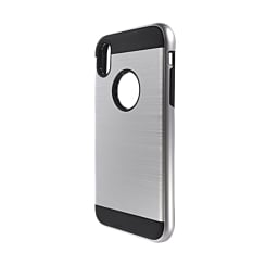 Hybrid Metal Brushed Shockproof Case Cover - SILVER for iPhone XS Max (Only Ground Shipping)
