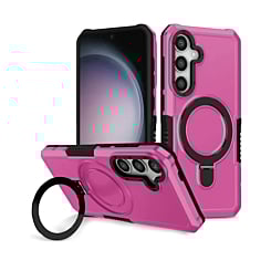 Hard PC Shockproof Case w /Ring Holder - PINK for Galaxy S21FE (Only Ground Shipping)