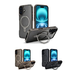 Carbon Fiber Magnetic Kickstand Case for iPhone 17 (Only Ground Shipping)
