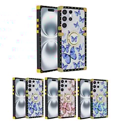 Butterfly Design Square Case with Ring for Galaxy S25 Ultra (Only Ground Shipping)
