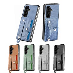Galaxy Z Fold 7 Carbon Fiber Texture Card Slot Wrist Strap Holder Case