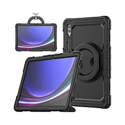 Silicone Case w/ 360 Folding Handle Grip - BLACK for Galaxy Tab S10 Ultra / S9 Ultra / S8 Ultra (14.6") (Only Ground Shipping)