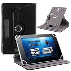 Universal 8"   360 Degree Rotating Leather Swivel Stand Case- BLACK (Only Ground Shipping)