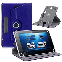 Universal 7"  360 Degree Rotating Leather Swivel Stand Case- BLUE (Only Ground Shipping)