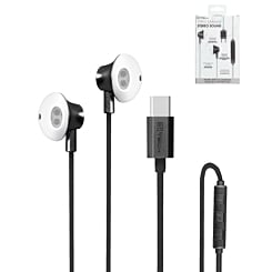 Type-C Earbud with Metal Trim - BLACK (Only Ground Shipping)