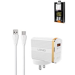 LDNIO A1302Q USB-A Wall Charger with USB A-M Cable (18W) (3ft) (Only Ground Shipping)