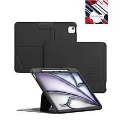 Magnetic Multi-Layers Protective Case with Pen Holder - BLACK for iPad Air 13 2024 / Pro 12.9 (3rd / 4th / 5th / 6th) (Only Ground Shipping)
