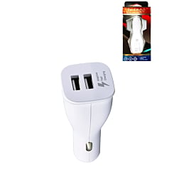 Dual USB-A Car Charger (WHITE) (10W) (Only Ground Shipping)