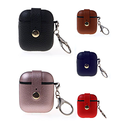 AirPods 1/2 Hard Leather Case w/Metal Hook