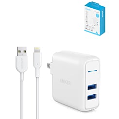 Anker PowerPort PD 2 USB A Wall Adapter w/ 3ft USB A to Lightning Cable (24W) (WHITE)