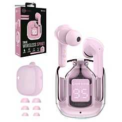 Mini Clear Sport Earbuds - ROSE PINK (Only Ground Shipping)