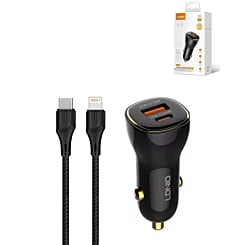 LDNIO C103 PD QC4.0 Dual USB A+C Car Charger with USB C-L Non-MFI Cable (60W) (3ft) (Only Ground Shipping)