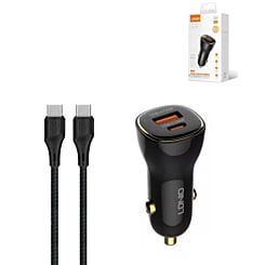 LDNIO C103 PD QC4.0 Dual USB A+C Car Charger with USB C-C Cable (60W) (3ft) (Only Ground Shipping)