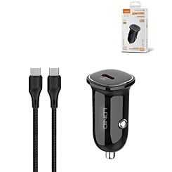 LDNIO C106 PD QC4.0 Dual USB-C Car Charger with USB C-C Cable (30W) (3ft) (Only Ground Shipping)