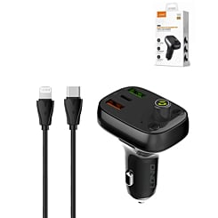 LDNIO C704Q Bluetooth 5.0 FM with 2X USB A+C Car Charger with USB C-L Cable (30W) (3ft) (Only Ground Shipping)