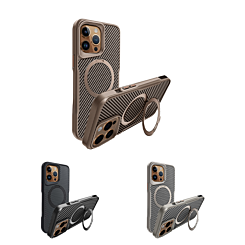 Carbon Fiber Magnetic Kickstand Case for iPhone 15 Pro Max (Only Ground Shipping)
