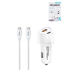 USB-A Car Charger with USB C-C Cable (BLACK) (3ft) (38W) (Only Ground Shipping)