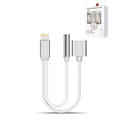 2in1 USB-L Charging and Data &3.5mm Headphone Jack Adapter (SILVER) (Only Ground Shipping)