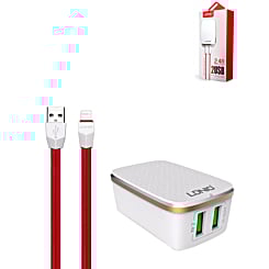 LDNIO A2204 Dual USB-A Wall Charger (5V/3.4A) with USB A-L Cable (3ft) (17W) (Only Ground Shipping)