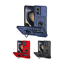 Dual Layers Hybrid Case w/Metal Ring And Camera Protector Moto Power 5G (2025) / Play 5G (2025) (Only Ground Shipping)