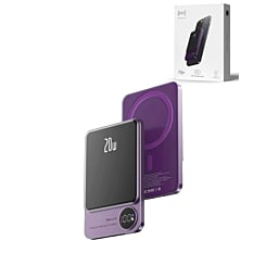 Magnetic Wireless PowerBank w/ LED Display (PURPLE) (10000mAh) (Only Ground Shipping)