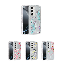 Flower Design Transparent Case w/ Wireless Charger for Galaxy A14 4G/5G (Only Ground Shipping)