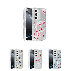 Flower Design Transparent Case w/ Wireless Charger for Galaxy S24FE (Only Ground Shipping)