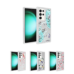 Flower Design Transparent Case w/ Wireless Charger for Galaxy S25 Ultra (Only Ground Shipping)