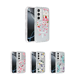 Flower Design Transparent Case w/ Wireless Charger for Galaxy S25 (Only Ground Shipping)
