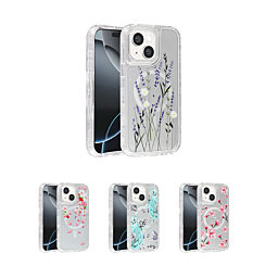 Flower Design Transparent Case w/ Wireless Charger for iPhone 13 / 14 (Only Ground Shipping)