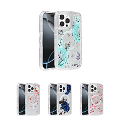 Flower Design Transparent Case w/ Wireless Charger for iPhone 13 Pro Max (Only Ground Shipping)