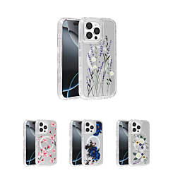 Flower Design Transparent Case w/ Wireless Charger for iPhone 14 Pro Max (Only Ground Shipping)